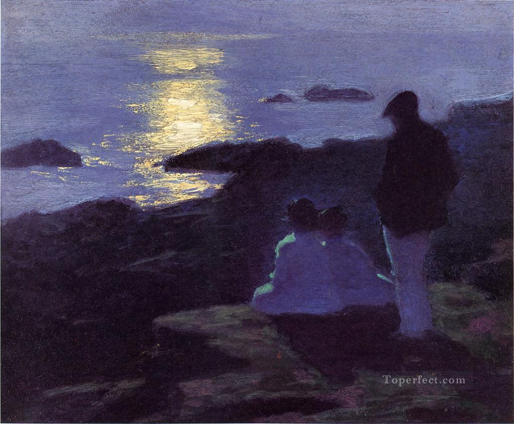 A Summers Night Impressionist beach Edward Henry Potthast Oil Paintings